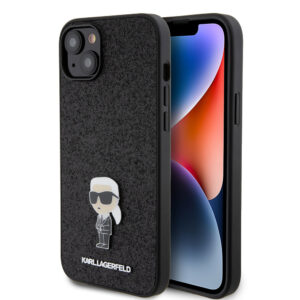 Karl Lagerfeld iPhone 15 Plus & 14 Plus hoesje IKONIK FIXED GLITTER - Zwart - productfoto