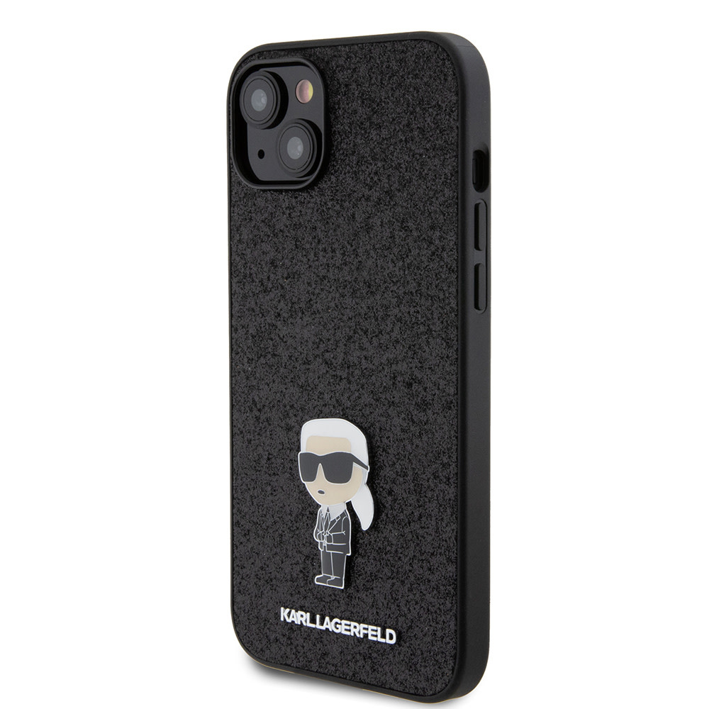 Karl Lagerfeld iPhone 15 Plus & 14 Plus hoesje IKONIK FIXED GLITTER - Zwart - detail 1