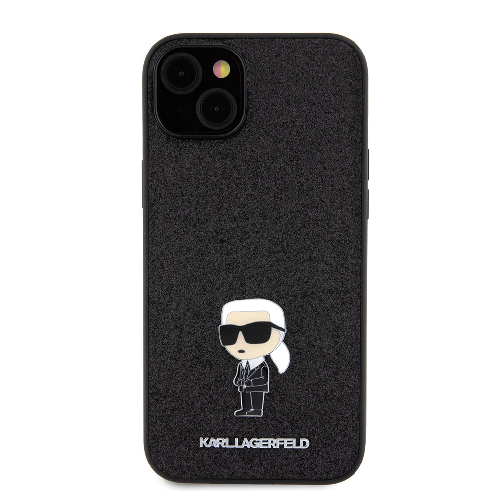 Karl Lagerfeld iPhone 15 Plus & 14 Plus hoesje IKONIK FIXED GLITTER - Zwart - detail 2