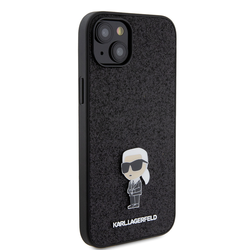 Karl Lagerfeld iPhone 15 Plus & 14 Plus hoesje IKONIK FIXED GLITTER - Zwart - detail 3