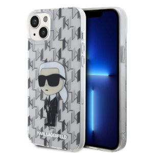Karl Lagerfeld iPhone 15 Plus Hardcase hoesje - Ikonik Monogram - Transparant - productfoto