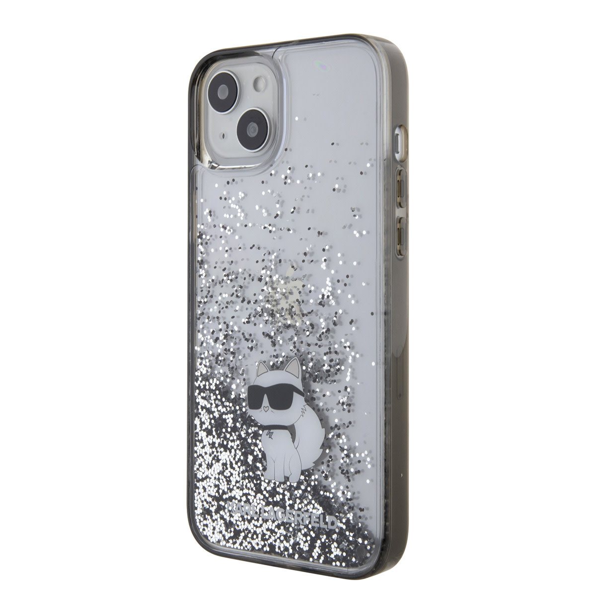 Karl Lagerfeld iPhone 15 Plus Cases hoesje - transparent hardcase Liquid Glitter Choupette - Transparant - detail 1