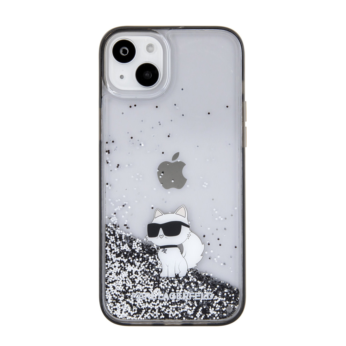 Karl Lagerfeld iPhone 15 Plus Cases hoesje - transparent hardcase Liquid Glitter Choupette - Transparant - detail 2