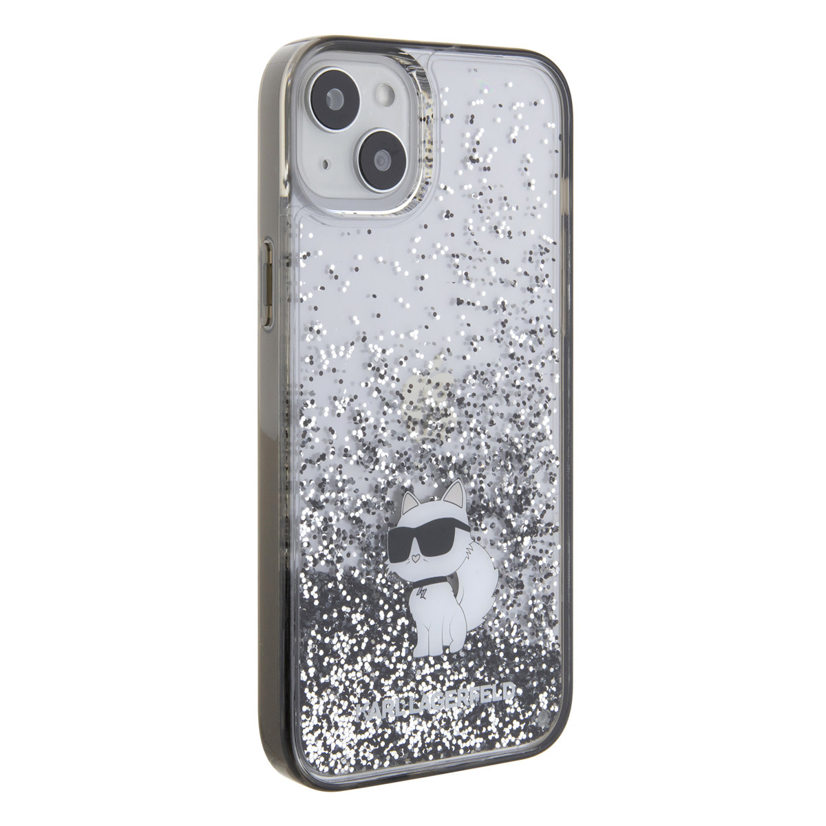 Karl Lagerfeld iPhone 15 Plus Cases hoesje - transparent hardcase Liquid Glitter Choupette - Transparant - detail 3