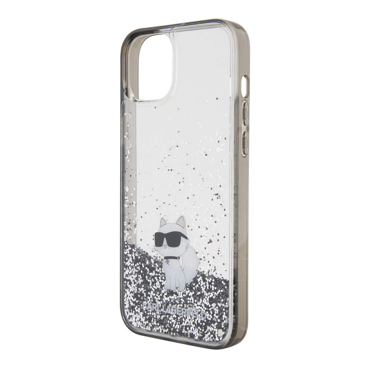 Karl Lagerfeld iPhone 15 Plus Cases hoesje - transparent hardcase Liquid Glitter Choupette - Transparant - detail 5