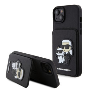 Karl Lagerfeld iPhone 15 Plus & 14 Plus hoesje SAFFIANO CARDSLOT - Zwart - productfoto