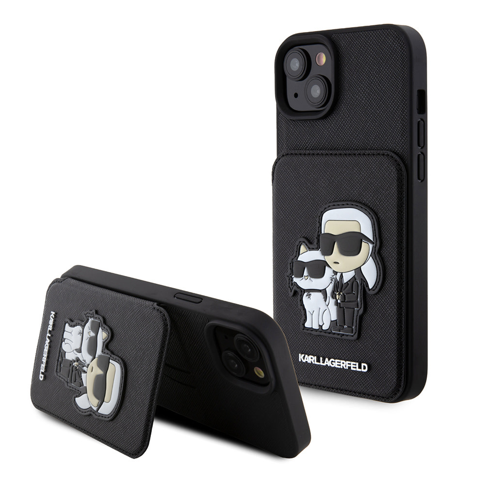 Karl Lagerfeld iPhone 15 Plus & 14 Plus hoesje SAFFIANO CARDSLOT - Zwart - productfoto