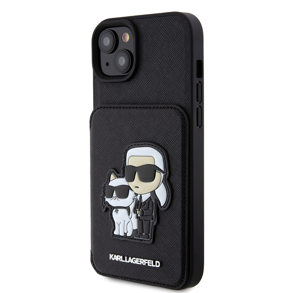 Karl Lagerfeld iPhone 15 Plus & 14 Plus hoesje SAFFIANO CARDSLOT - Zwart - detail 1