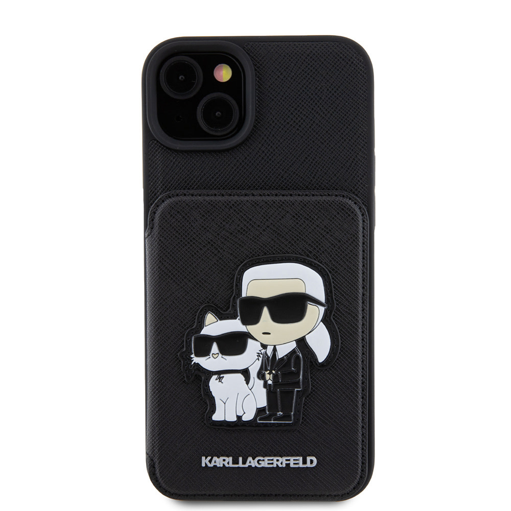 Karl Lagerfeld iPhone 15 Plus & 14 Plus hoesje SAFFIANO CARDSLOT - Zwart - detail 2