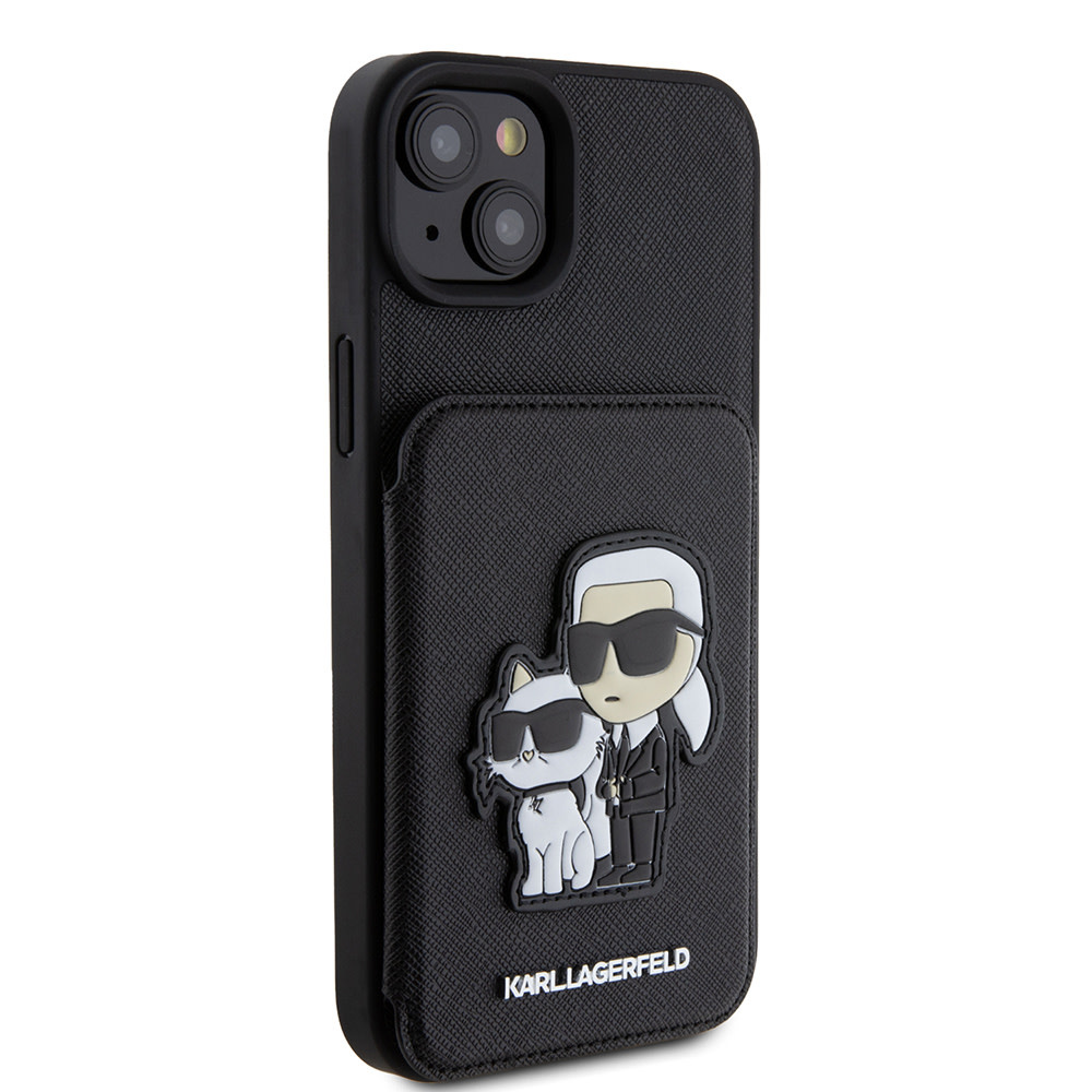 Karl Lagerfeld iPhone 15 Plus & 14 Plus hoesje SAFFIANO CARDSLOT - Zwart - detail 3