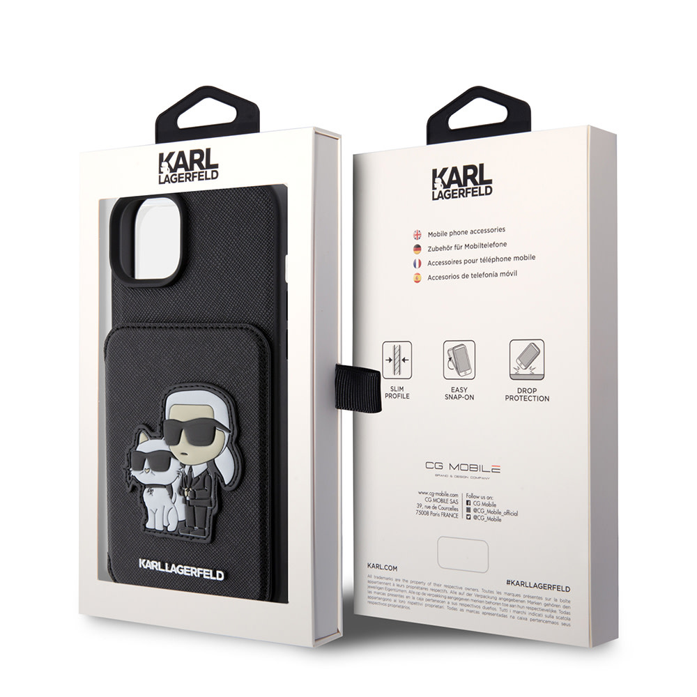 Karl Lagerfeld iPhone 15 Plus & 14 Plus hoesje SAFFIANO CARDSLOT - Zwart - detail 8