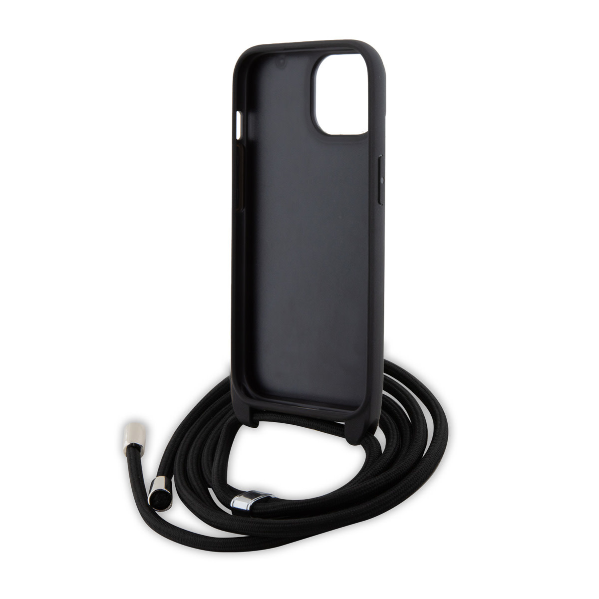 Karl Lagerfeld iPhone 15 Plus Hardcase hoesje - Saffiano - Ikonik Metal Pin - Crossbody - Zwart - detail 1