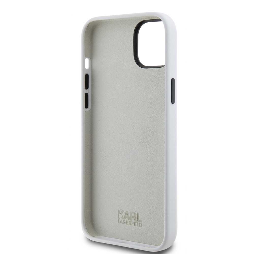 Karl Lagerfeld iPhone 15 Plus & 14 Plus hoesje SILICONE K&C - Wit - detail 6