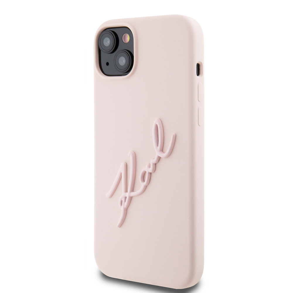 Karl Lagerfeld iPhone 15 Plus & 14 Plus hoesje Karl script logo - Roze - detail 1