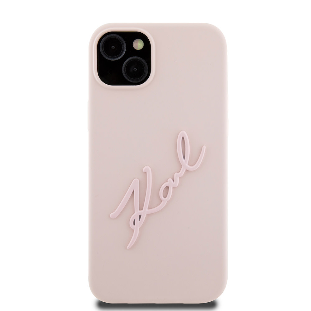 Karl Lagerfeld iPhone 15 Plus & 14 Plus hoesje Karl script logo - Roze - detail 2