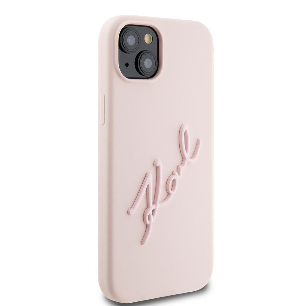Karl Lagerfeld iPhone 15 Plus & 14 Plus hoesje Karl script logo - Roze - detail 3