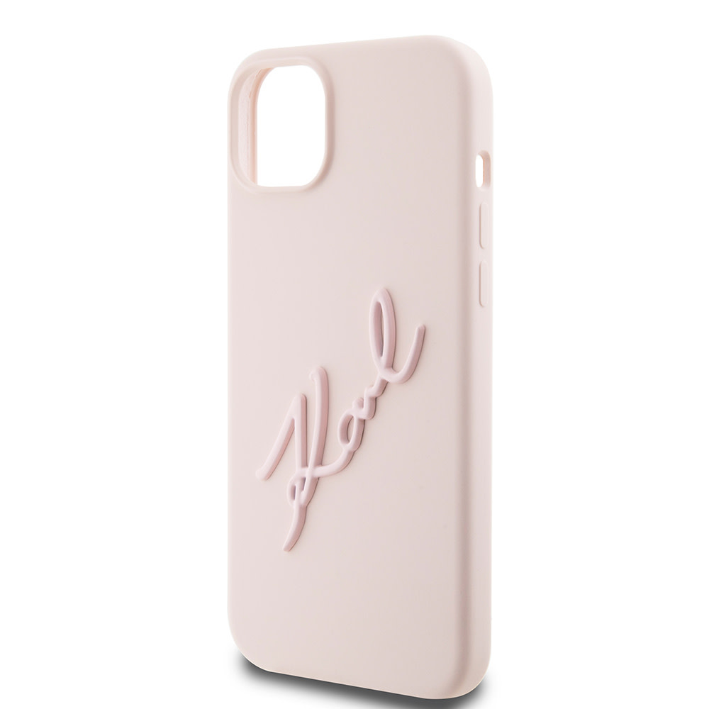 Karl Lagerfeld iPhone 15 Plus & 14 Plus hoesje Karl script logo - Roze - detail 4