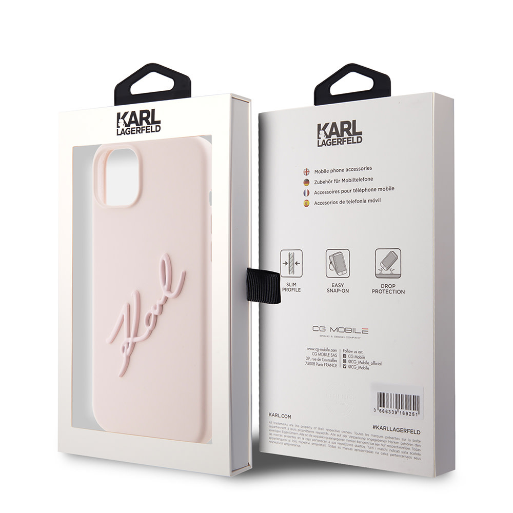 Karl Lagerfeld iPhone 15 Plus & 14 Plus hoesje Karl script logo - Roze - detail 7