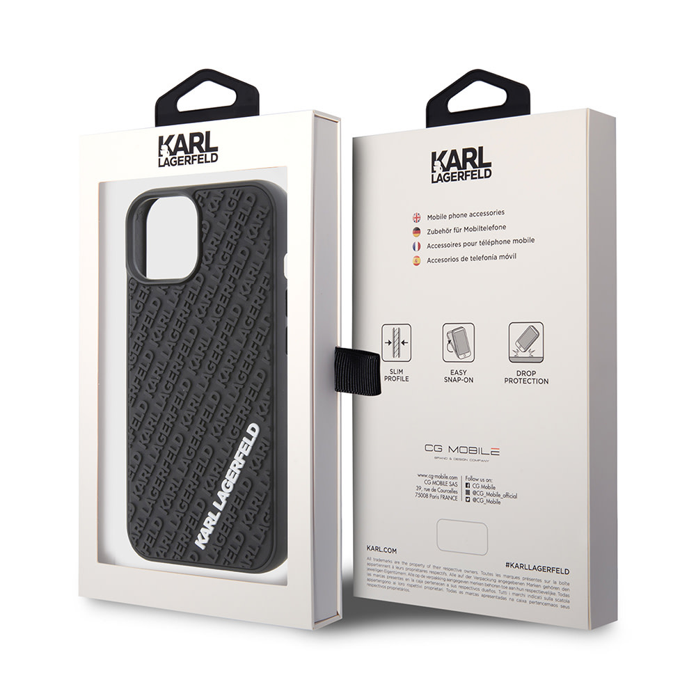 Karl Lagerfeld iPhone 15 hoesje 3D MULTI LOGO - Zwart - detail 7