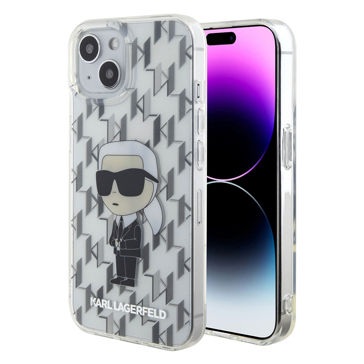 Karl Lagerfeld iPhone 15 hoesje Ikonik Monogram - Transparant - productfoto
