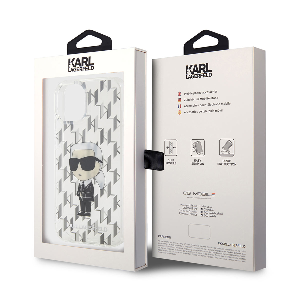 Karl Lagerfeld iPhone 15 hoesje Ikonik Monogram - Transparant - detail 7