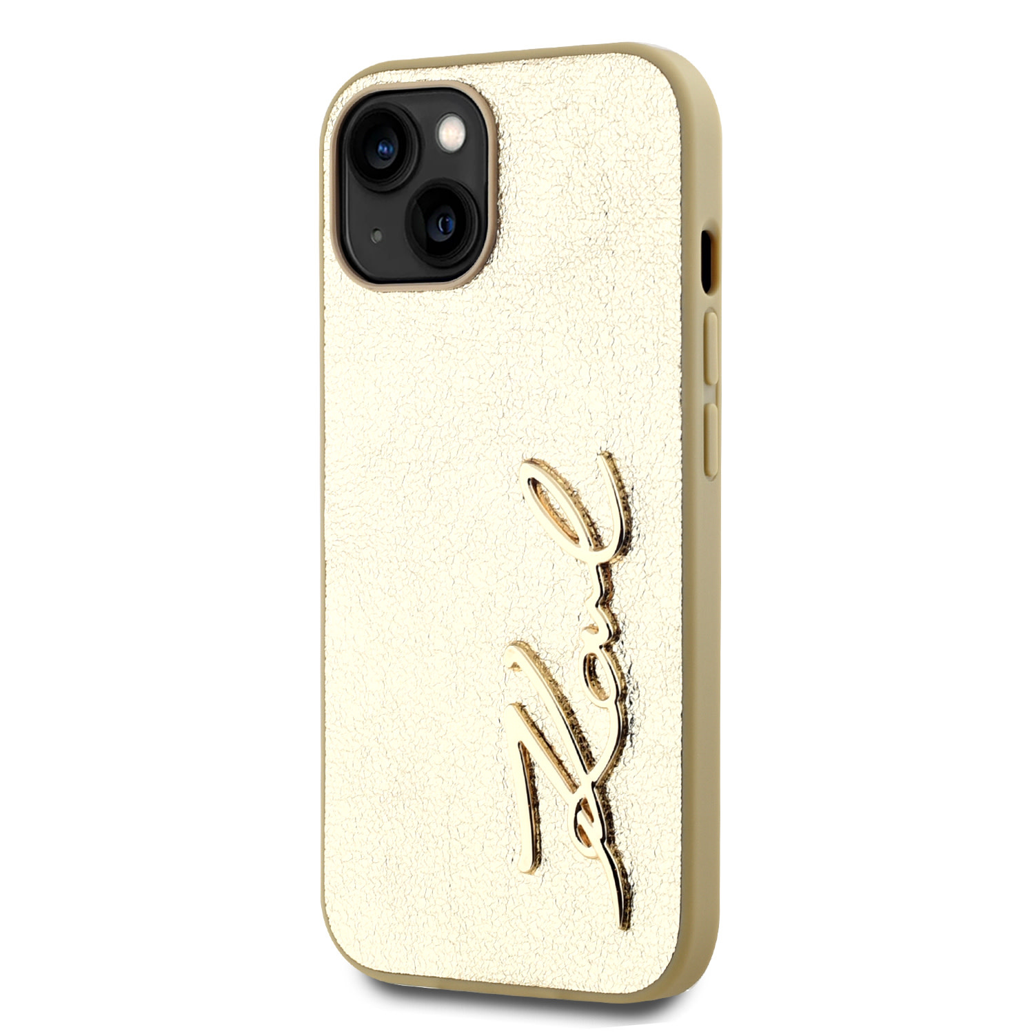 Karl Lagerfeld iPhone 15 hoesje Wrinkled - Metal signature - Goud - detail 6