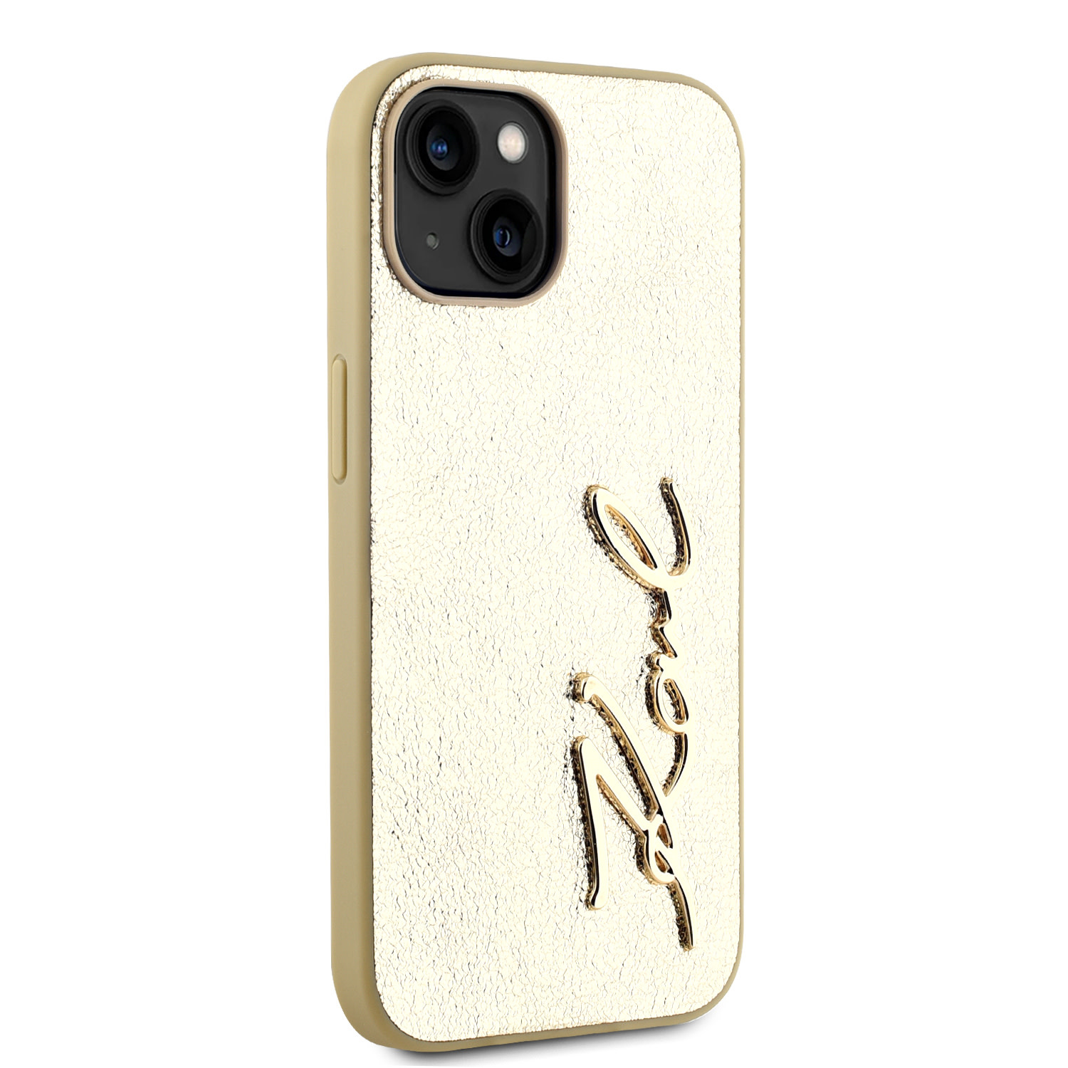 Karl Lagerfeld iPhone 15 hoesje Wrinkled - Metal signature - Goud - detail 4