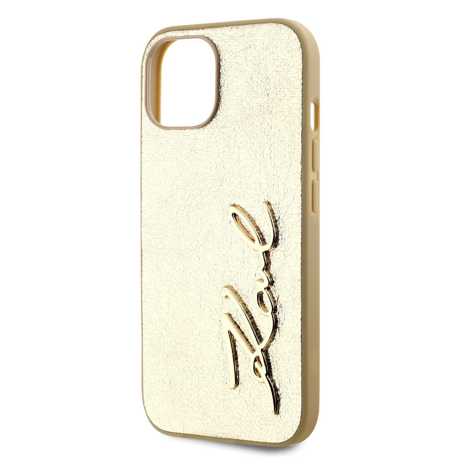 Karl Lagerfeld iPhone 15 hoesje Wrinkled - Metal signature - Goud - detail 2