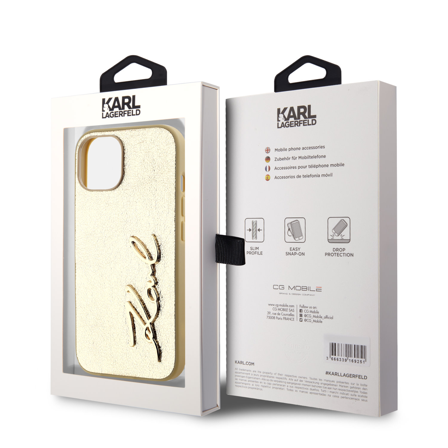 Karl Lagerfeld iPhone 15 hoesje Wrinkled - Metal signature - Goud - detail 7