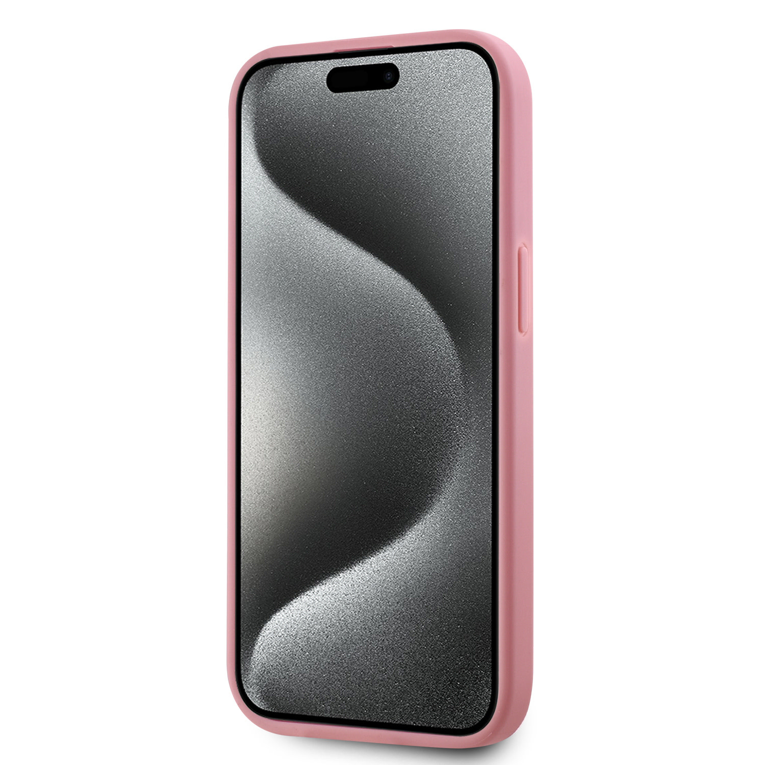 Karl Lagerfeld iPhone 15 hoesje Wrinkled - Metal signature - Roze - detail 3