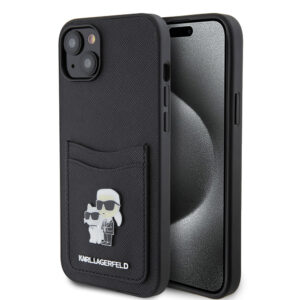 Karl Lagerfeld iPhone 15 hoesje SAFFIANO CARDSLOT - Zwart - productfoto