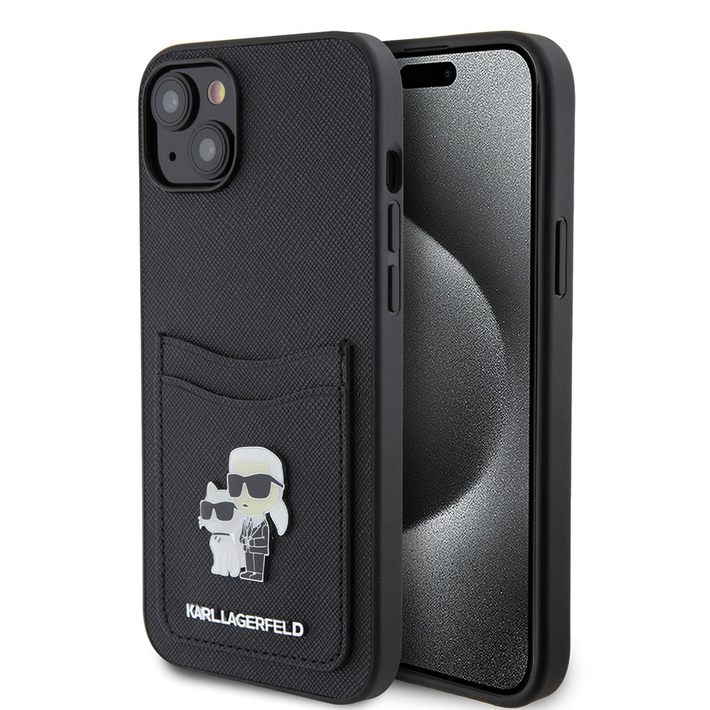 Karl Lagerfeld iPhone 15 hoesje SAFFIANO CARDSLOT - Zwart - productfoto