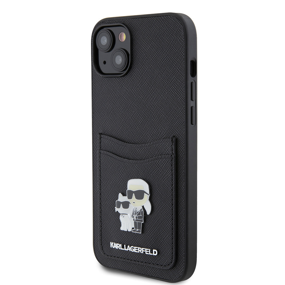 Karl Lagerfeld iPhone 15 hoesje SAFFIANO CARDSLOT - Zwart - detail 1