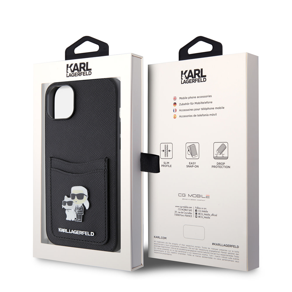 Karl Lagerfeld iPhone 15 hoesje SAFFIANO CARDSLOT - Zwart - detail 7
