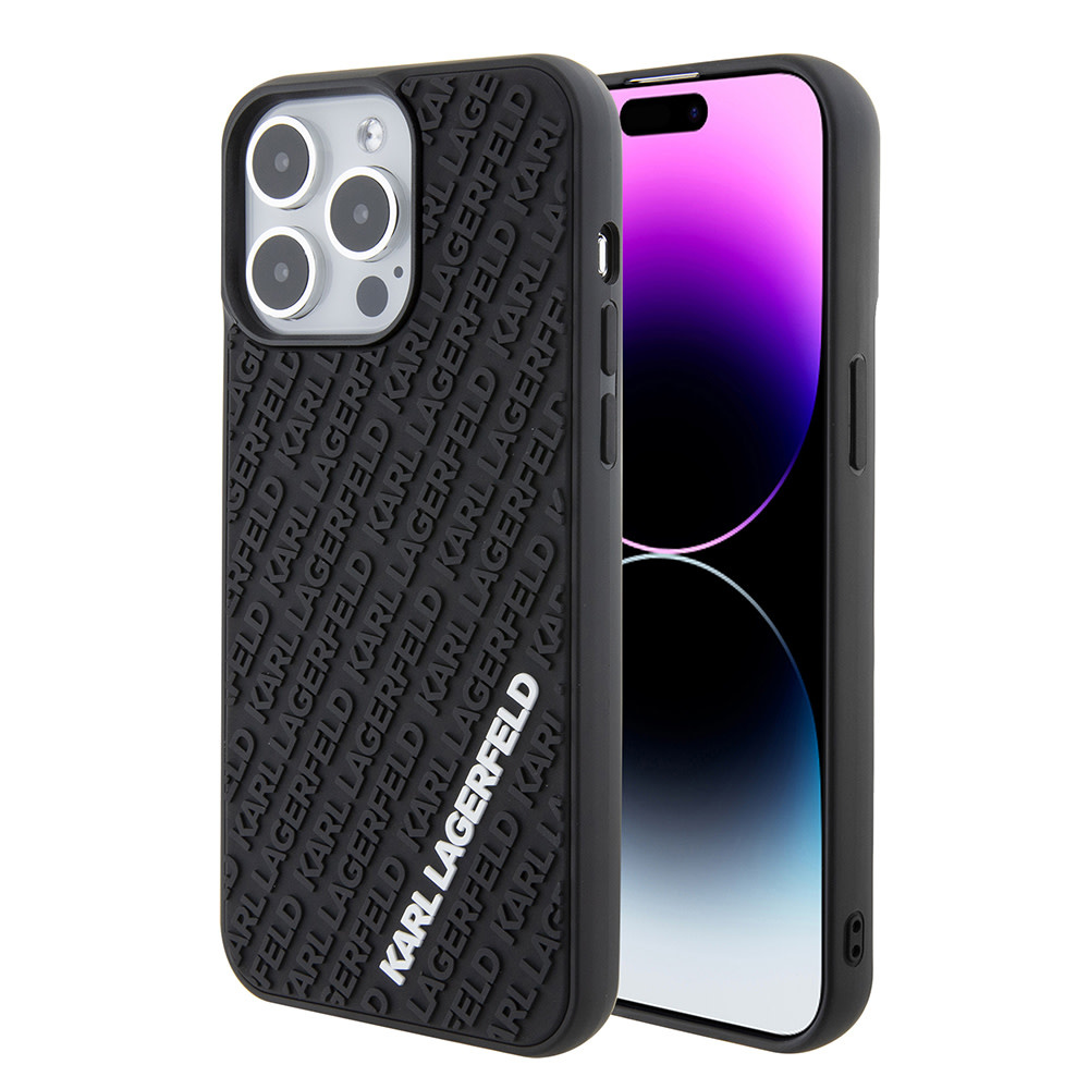 Karl Lagerfeld iPhone 15 Pro Max hoesje 3D MULTI LOGO - Zwart - detail 8