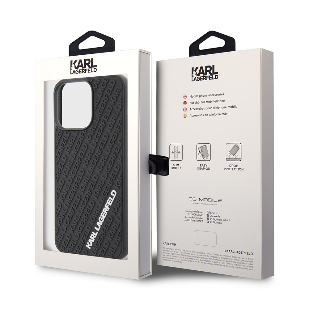 Karl Lagerfeld iPhone 15 Pro Max hoesje 3D MULTI LOGO - Zwart - detail 7
