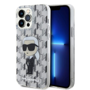 Karl Lagerfeld iPhone 15 Pro Max Hardcase hoesje - Ikonik Monogram - Transparant - productfoto
