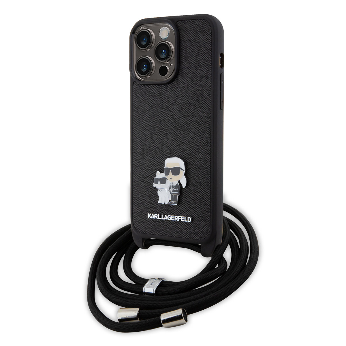 Karl Lagerfeld iPhone 15 Pro Max Hardcase hoesje - Saffiano - K&C Metal Pin - Crossbody - Zwart - detail 5
