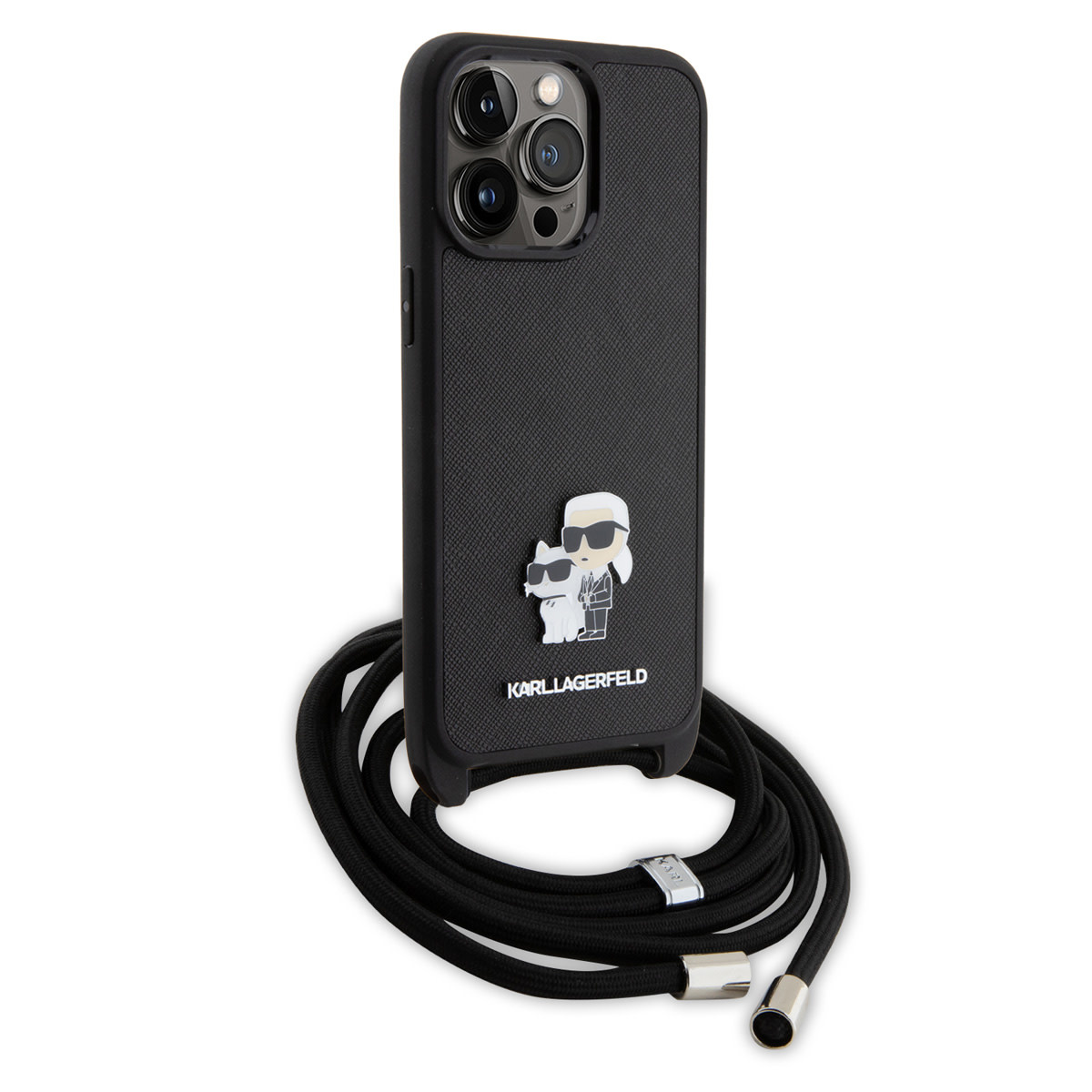 Karl Lagerfeld iPhone 15 Pro Max Hardcase hoesje - Saffiano - K&C Metal Pin - Crossbody - Zwart - detail 4