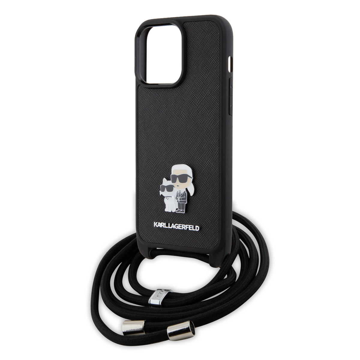 Karl Lagerfeld iPhone 15 Pro Max Hardcase hoesje - Saffiano - K&C Metal Pin - Crossbody - Zwart - detail 2