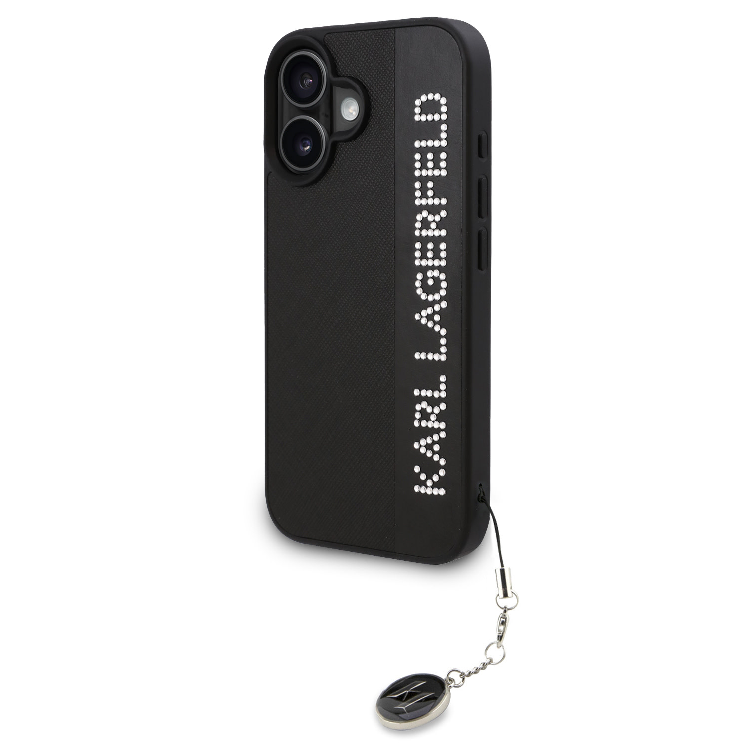 Karl Lagerfeld iPhone 16 hoesje Saffiano rhinestones and charm - Zwart - detail 1