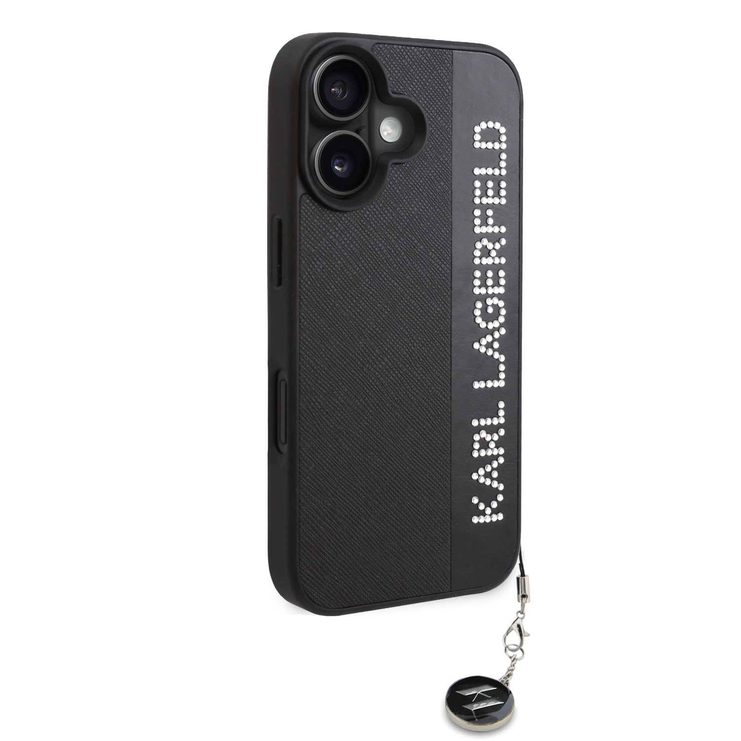 Karl Lagerfeld iPhone 16 hoesje Saffiano rhinestones and charm - Zwart - detail 2