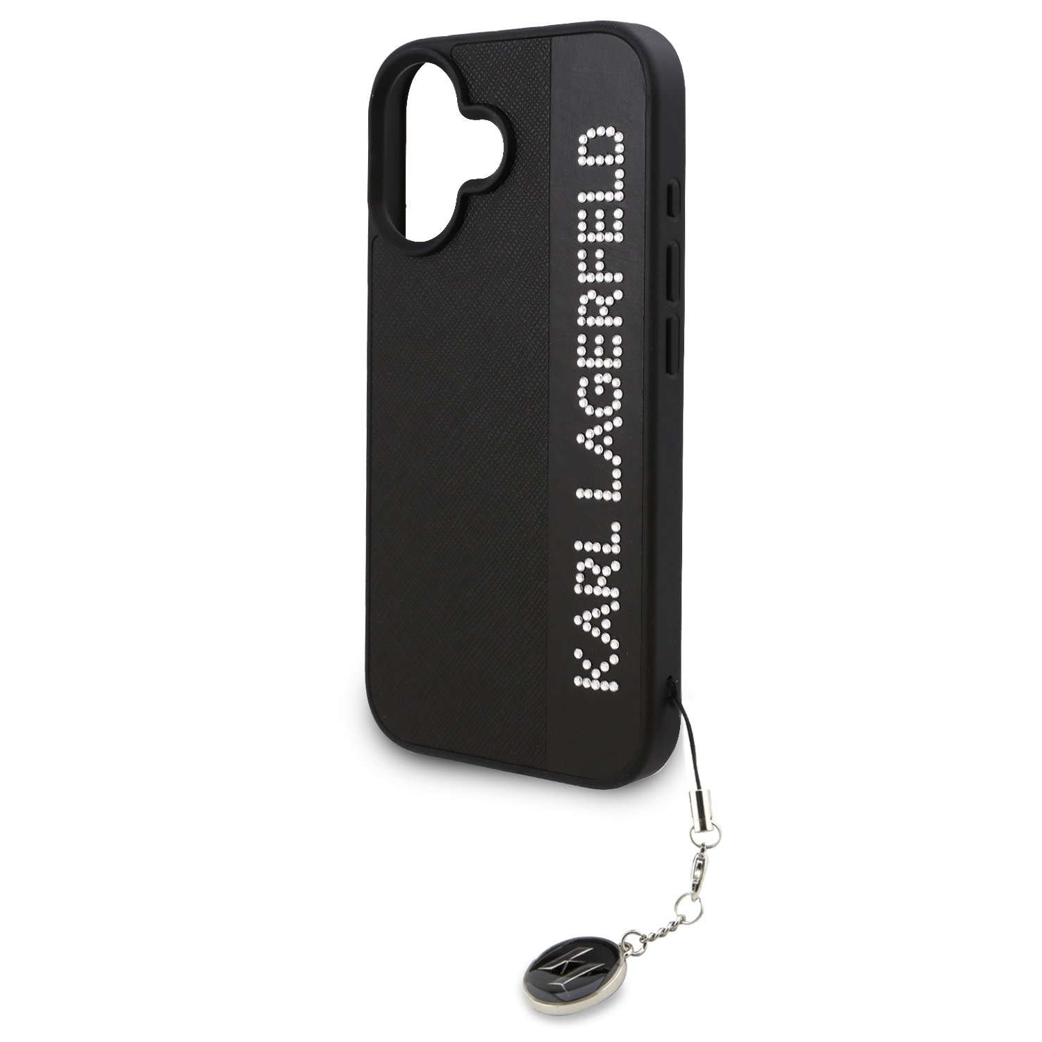 Karl Lagerfeld iPhone 16 hoesje Saffiano rhinestones and charm - Zwart - detail 4