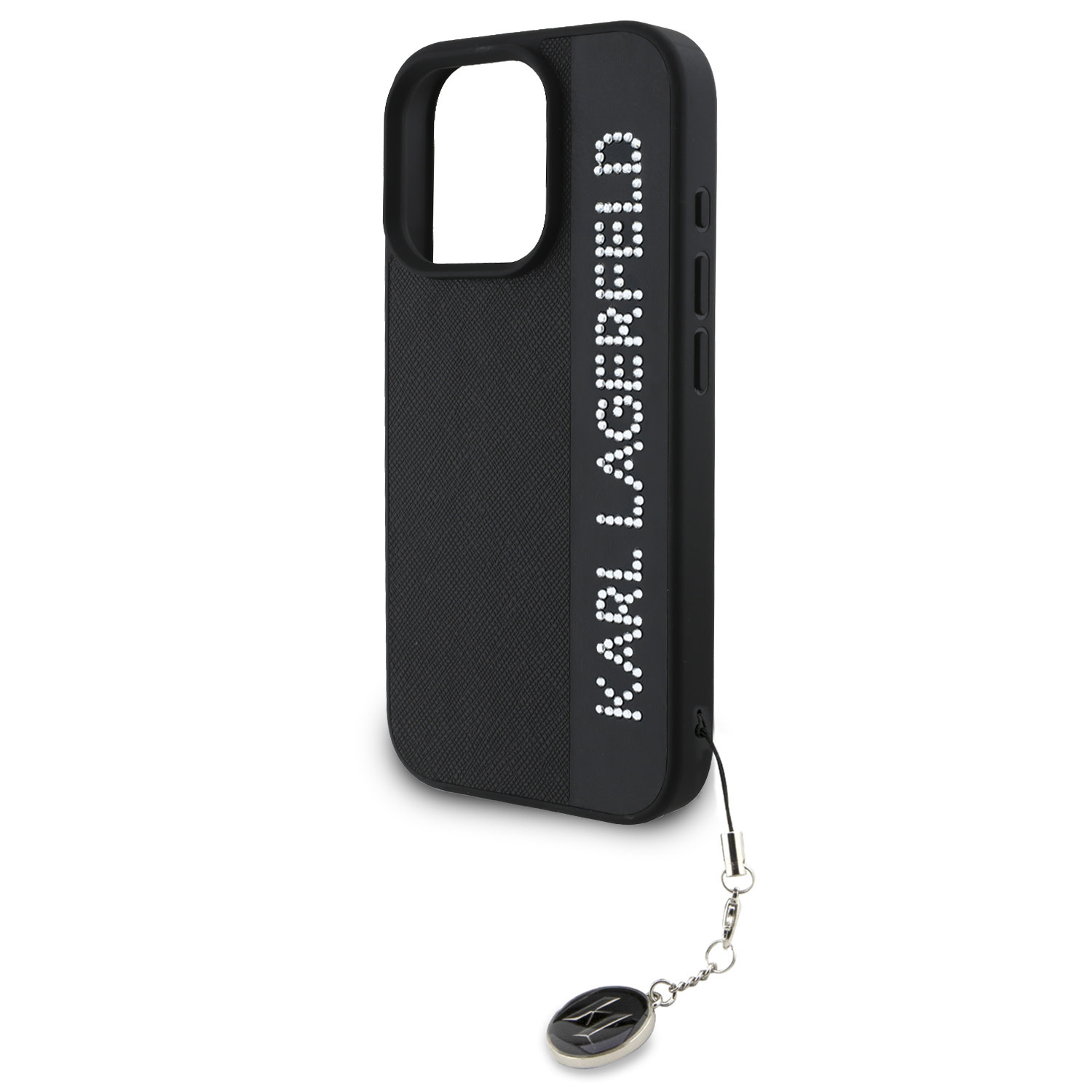 Karl Lagerfeld iPhone 16 Pro Max hoesje Saffiano rhinestones and charm - Zwart - detail 4