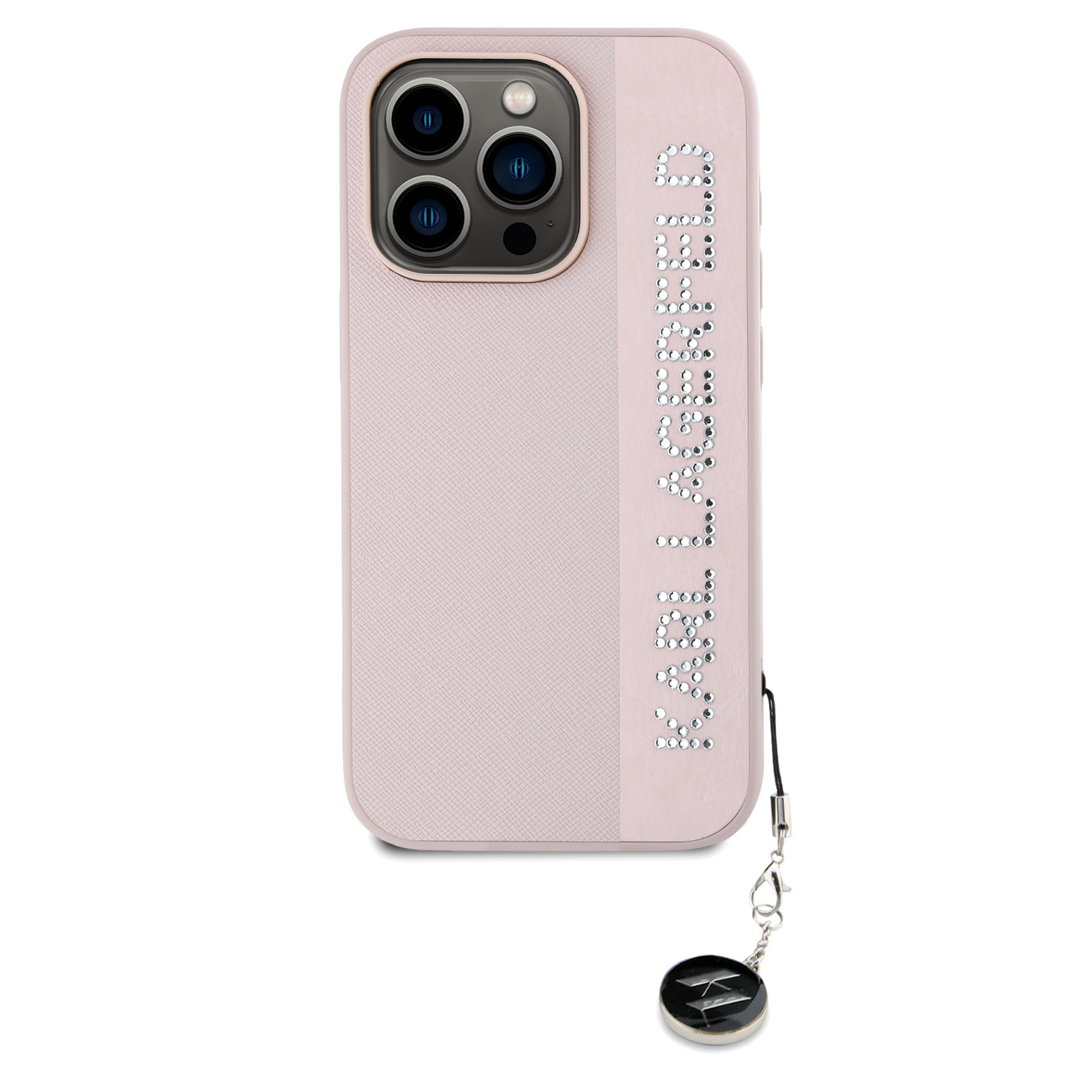 Karl Lagerfeld iPhone 16 Pro Max hoesje Saffiano rhinestones and charm - Roze - detail 2
