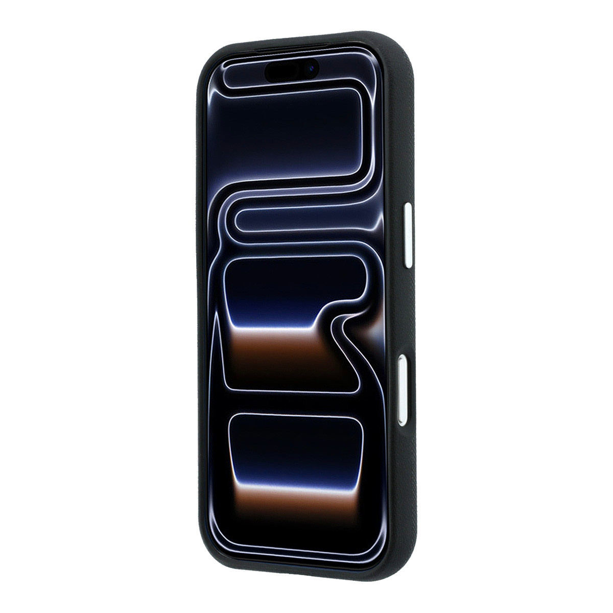 Karl iPhone 18 Pro Case hard shell - SW - PU - Saffiano - K&C Heads pins - logo Zwart - detail 4