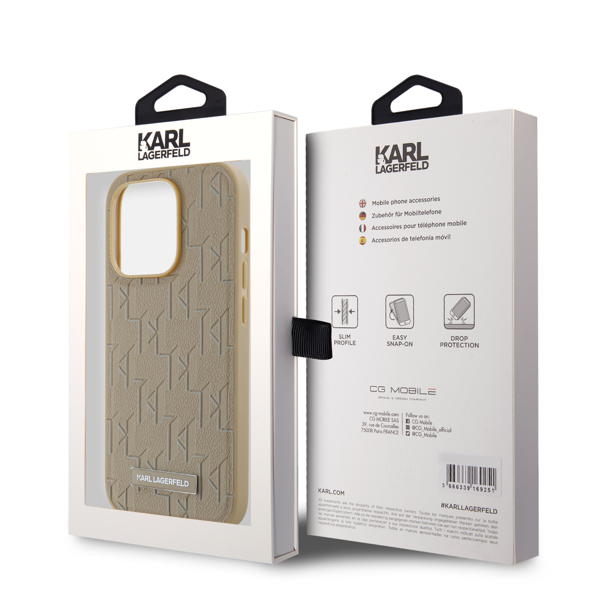 Karl Lagerfeld iPhone 14 Pro hoesje Magsafe pu - hot stamp - Beige - detail 7