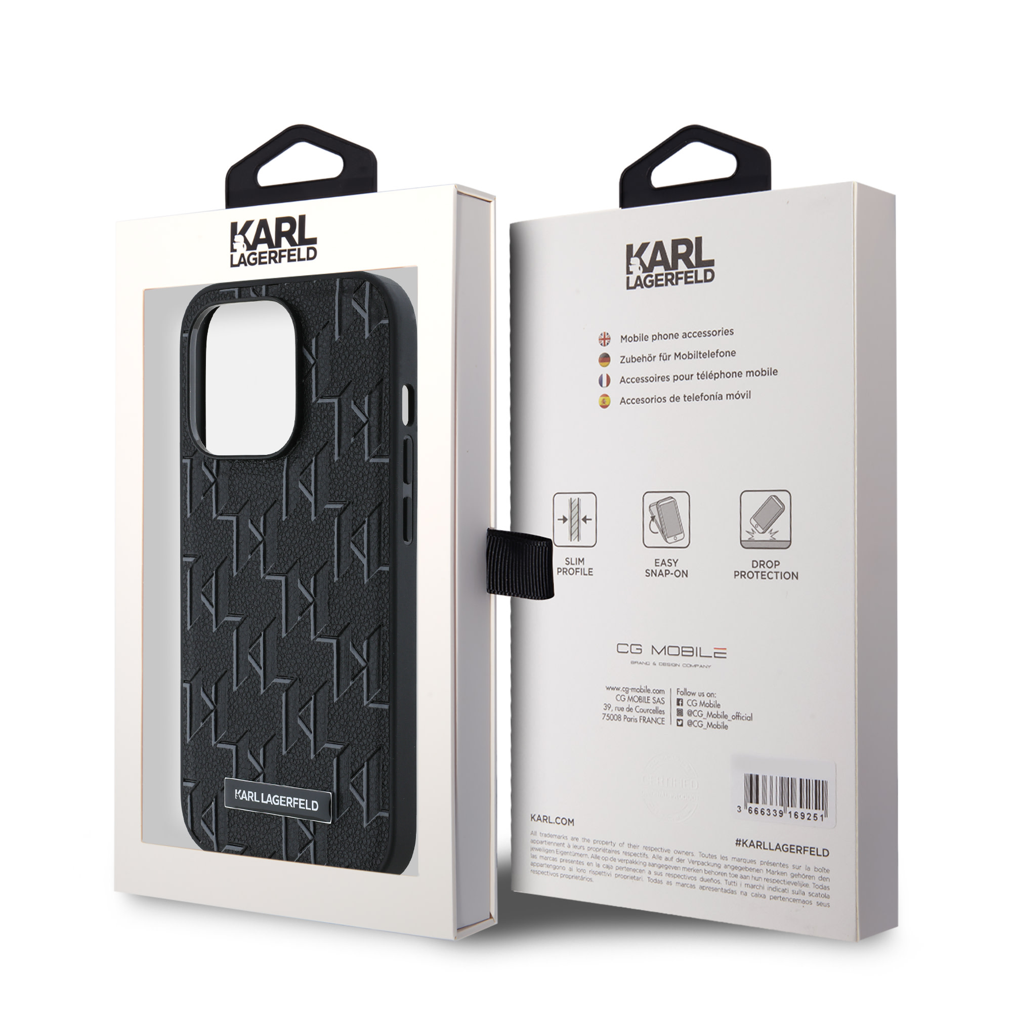 Karl Lagerfeld iPhone 14 Pro hoesje Magsafe pu - hot stamp - Zwart - detail 7