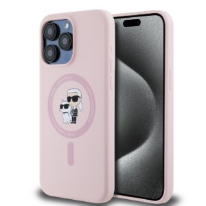 Karl Lagerfeld iPHone 14 Pro hoesje Magsafe - KC head Ring - Roze - productfoto