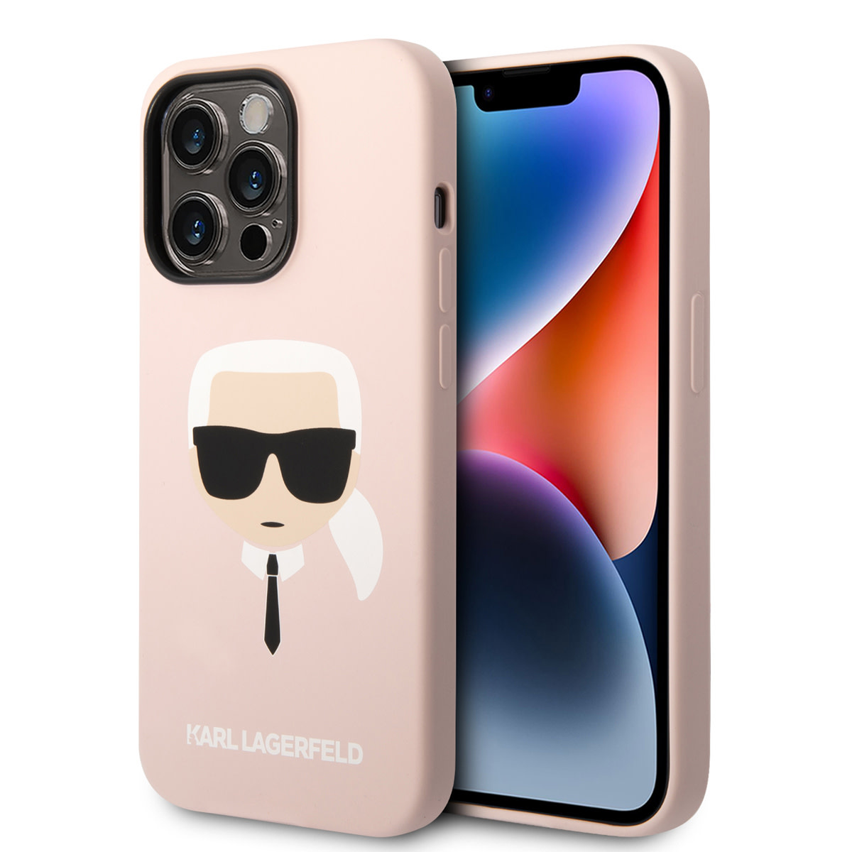 Karl Lagerfeld iPhone 14 Pro hoesje - Karl's Head - Magsafe Compatible - Roze - productfoto